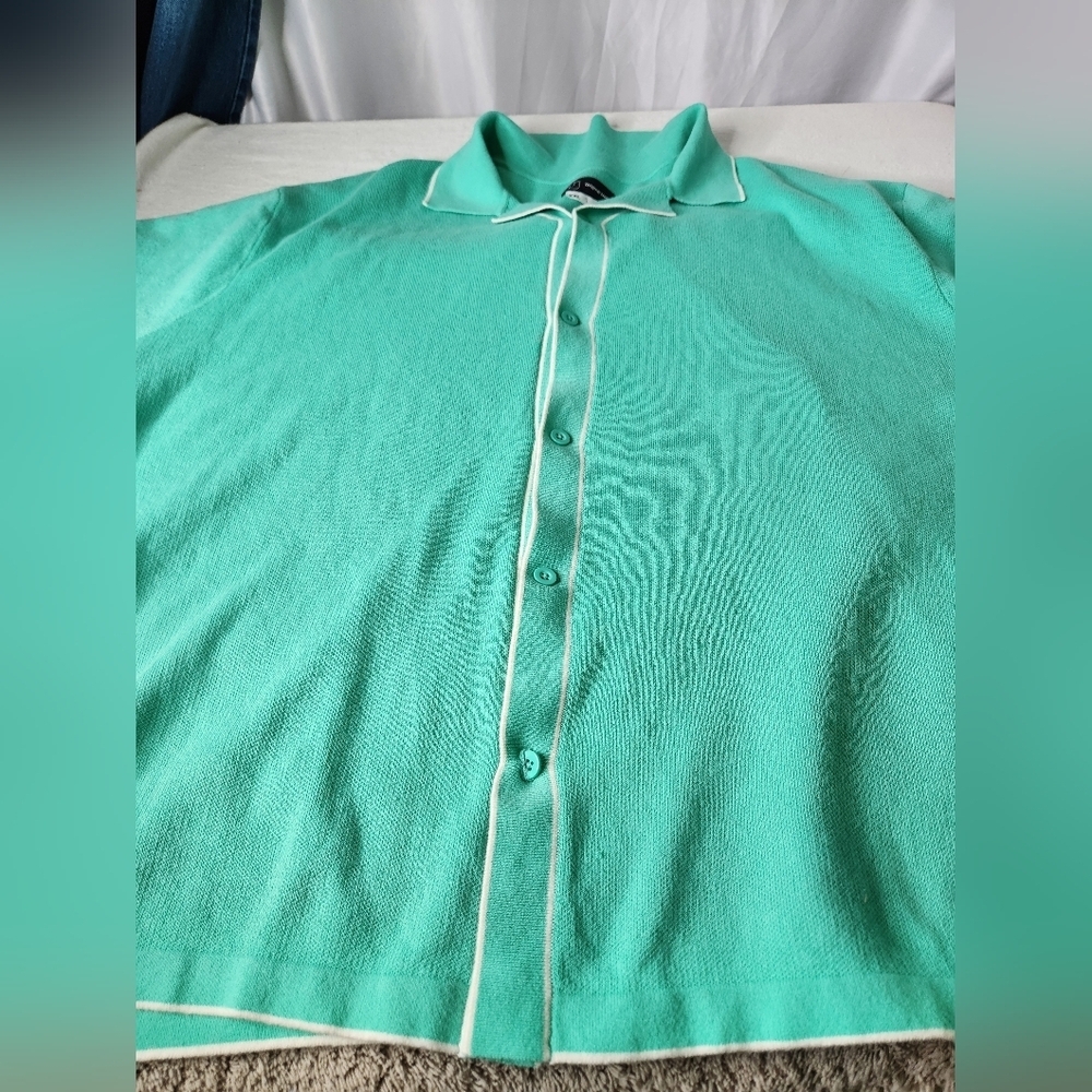 Original Use Turquoise Green Button Down Sweater Size S - Picture 2 of 10